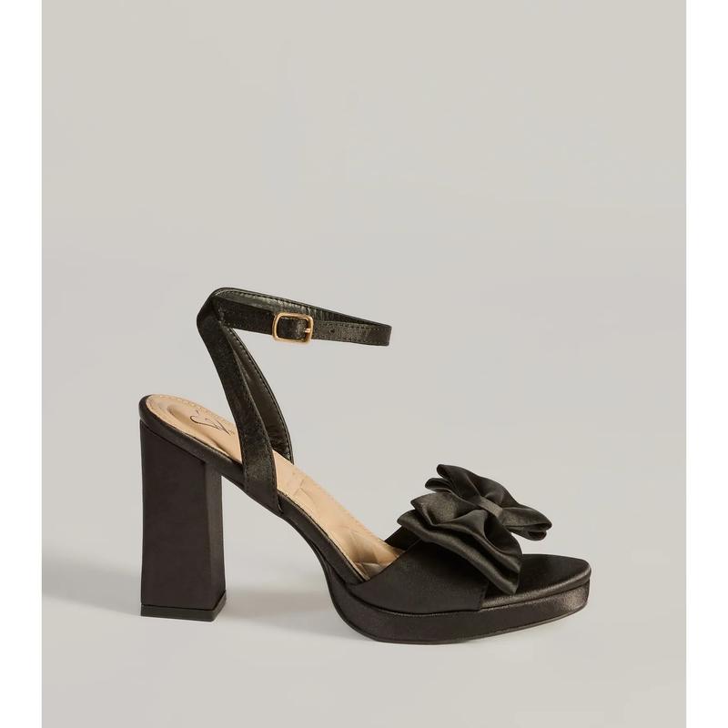 Icon Era Satin Bow Strap Platform Heels