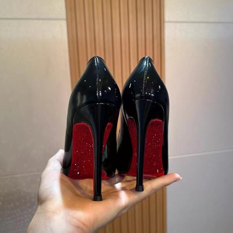 New Black Pointed Stiletto Heel Women's Professional Oversized Shoes