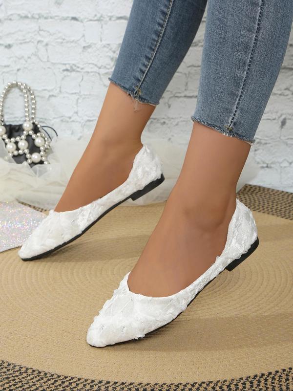 Women's Elegant Solid Color Pointed Toe Flat Shoes, Fashionable Slip on Shoes for Daily Wear, Lightweight Breathable Comfortable Shoes for Women & Girls