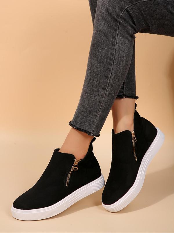 Women's Zipper Ankle Fashion Boots, Casual Comfortable Round Toe Boots for Daily Wear, Female All-match Trendy Shoes for Daily Wear