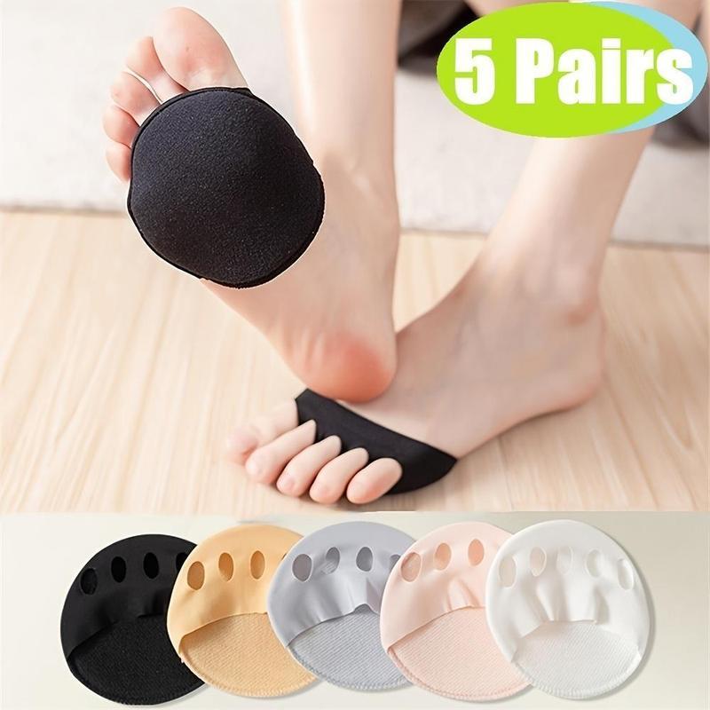 5 Pairs Forefoot Cushion Pads For Women, Comfy Anti-pain Non-slip High Heel Insoles Invisible Socks, Women's Stockings & Hosiery Footwear Shoe Comfort Bedroom