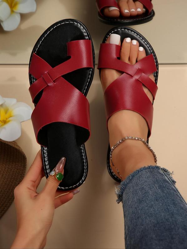 Women's Plain Color Slip on Sandals, Casual Versatile Thong Sandals for Summer, Lightweight Comfortable designer Slide Sandals for Daily Wear, Walking Shoes