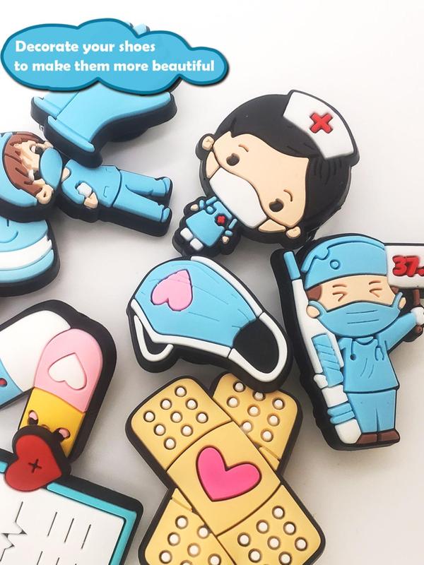 Cute Doctor Series Shoe Charms, Cartoon Nurse Themed Shoe Decoration Charms, Fashionable Shoes Decoration for Clogs, Shoes DIY Decoration