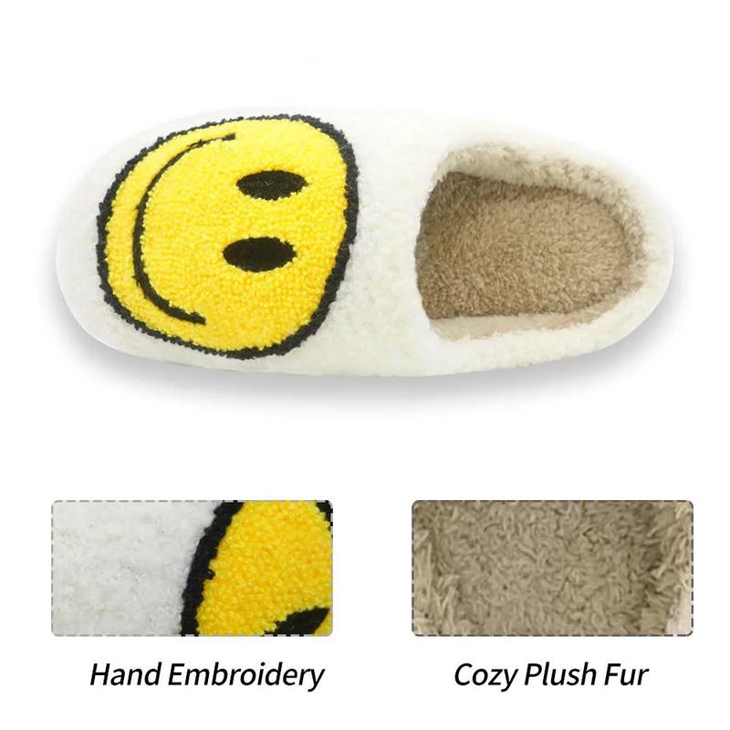 Black Friday Winter Slippers Memory Foam for Women Men Soft Plush Fuzzy Winter holiday slippers Cozy Plush Warm Non-Slip Holiday Slides with Smile Face Designs Indoor Outdoor