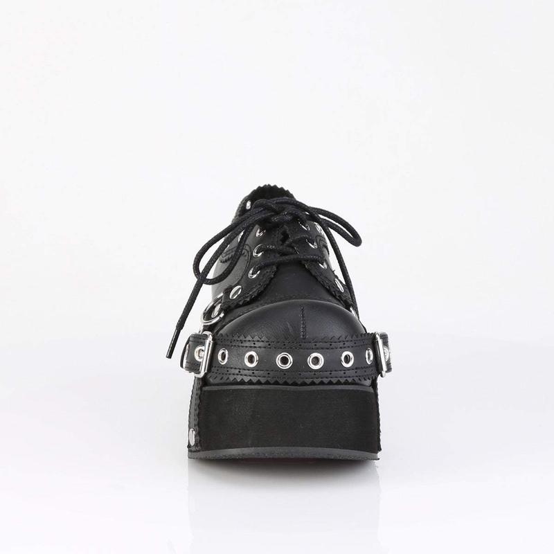 Demonia Dank-28 Black Vegan Leather Platforms