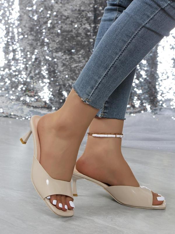 Women's Fashionable Square Toe High Heel Sandals, Elegant Comfort Plain Color Heeled Sandals for Summer, Casual Versatile Heeled Sandals for Women & Girls