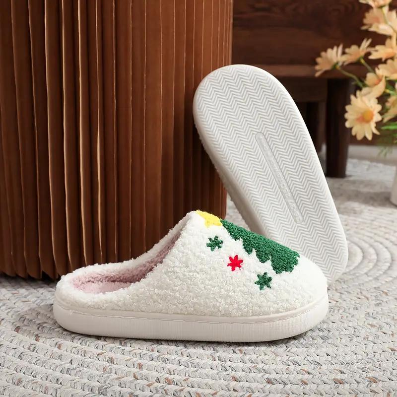 Black Friday Glam Style Christmas Tree Slippers for Women and Men - Cozy Plush Indoor Slippers with Fabric Insole, TPR Sole, and Fabric Upper - Hand Washable, All-Season Winter Comfort, Ideal Holiday Gift for Parents