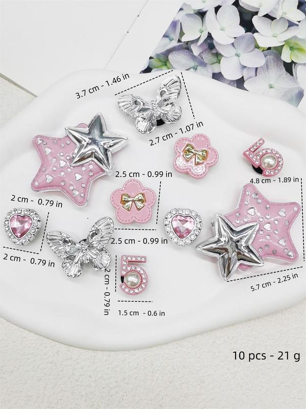 Cute Star & Butterfly Design Shoe Charms,  Fashionable Novelty Shoes Decorations for Clogs Design, Dazzling Glamour Trendy Holiday Shoe Accessories for Women & Girls