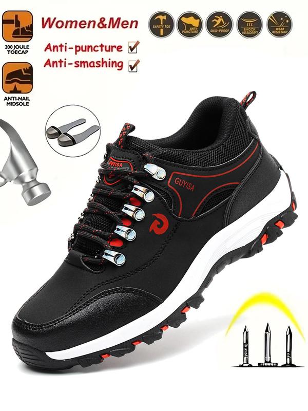 Men's Casual Lace Up Low Top Puncture-proof Safety Shoes, 2024 New Style Waterproof & Anti-slip Work Shoes, Boy Lightweight & Comfortable Walking Shoes for Daily Footwear, Shoes for Men