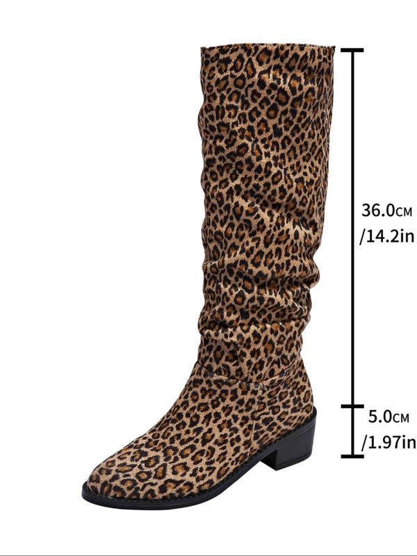 Women's Fashion Leopard Print Boots, Elegant Pointed Toe High Heel Boots for Party, Daily Clothing Decor for Women & Girls Thigh High Boots