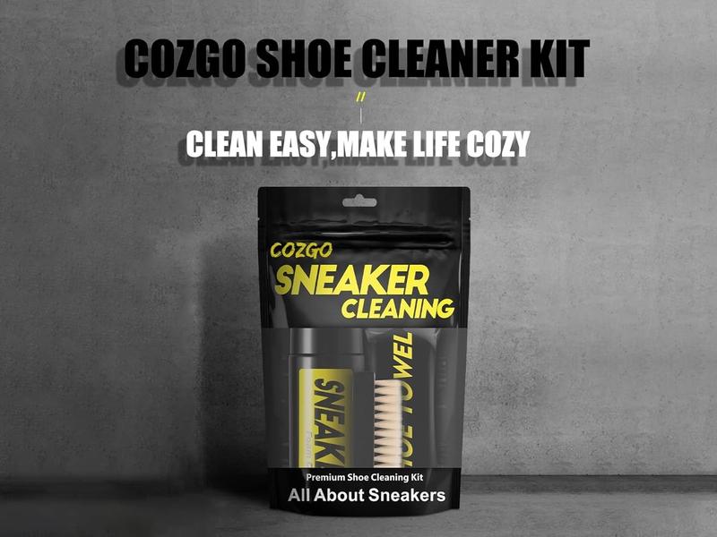 COZGO Shoe Cleaner Kit for Sneaker, Water-Free Foam Cleaner with Shoe Brush and Cloth, 5.3Oz - Footwear, Comfort