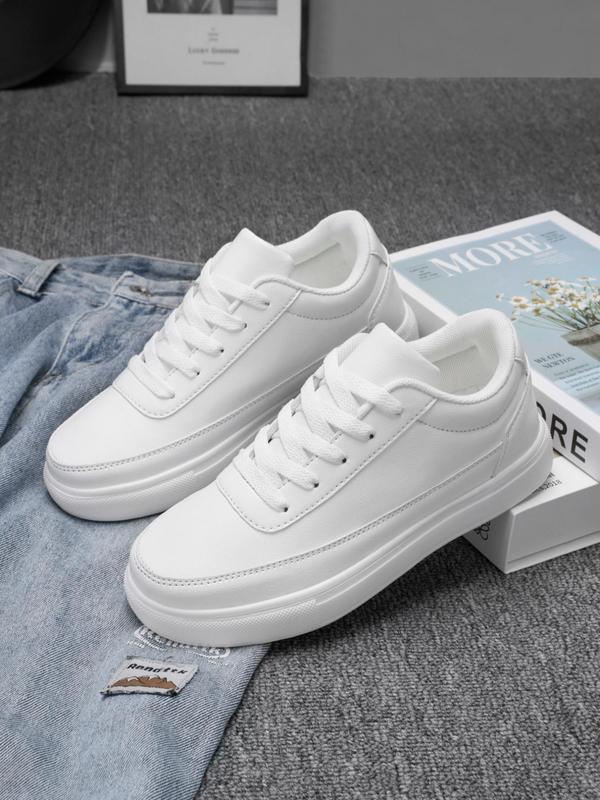 Women's Fashionable Lace Up Low Top Sneakers, Casual Comfortable Round Toe Sports Shoes for Daily Wear, Female All-match Basic Shoes for Daily Wear