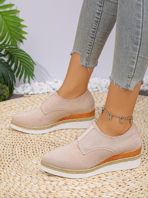 Women's Fashionable Solid Color Pointed Toe Slip on Wedge Shoes, Casual Comfortable Wedge Shoes for Daily Wear, All-match Commuter Shoes for Work & Daily Wear