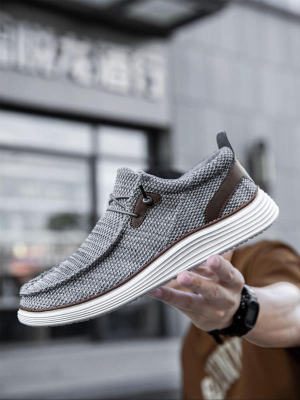 Men's Business Style Criss Cross Lace Patched Design Slip on Footwear Shoes, Casual Comfortable Breathable Lightweight Designer Shoes Loafers, Fashionable Walking Shoes for Daily Wear