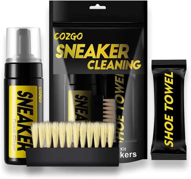 COZGO Shoe Cleaner Kit for Sneaker, Water-Free Foam Cleaner with Shoe Brush and Cloth, 5.3Oz - Footwear, Comfort