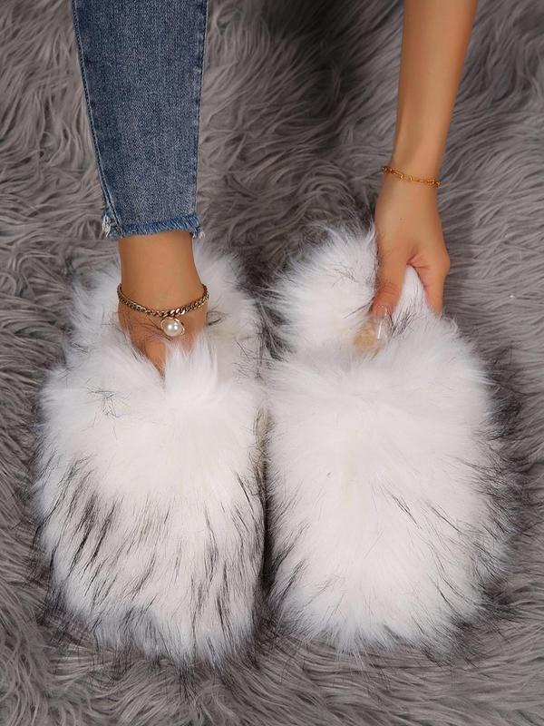 Women's Faux Fur Plush Slippers, Casual Soft Comfortable Home Slippers, Warm Slippers for Indoor & Outdoor Use for Fall & Winter Fur Slippers