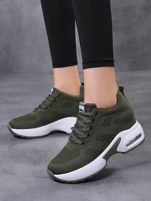 Women's Fashion Plain Lace up Low Top Sneakers, Casual Comfortable Sports Running Shoes, Air Soles Soft Ventilate Walking Shoes, Treadmill Walking Shoes