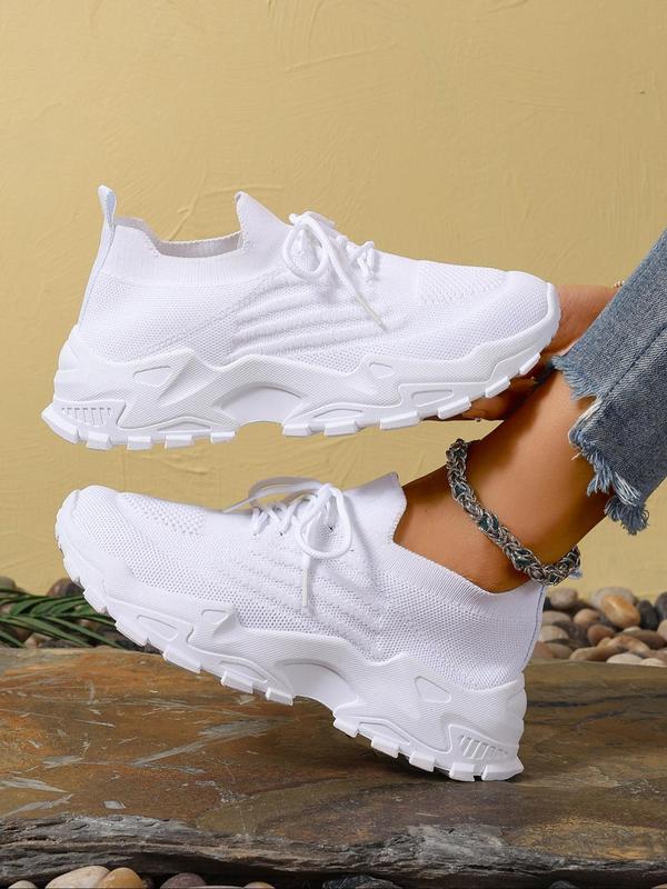 Women's Fashionable Lace Up Low Top Sneakers, Casual Comfortable Sports Running Shoes, Lightweight Breathable Sneakers for Daily Wear