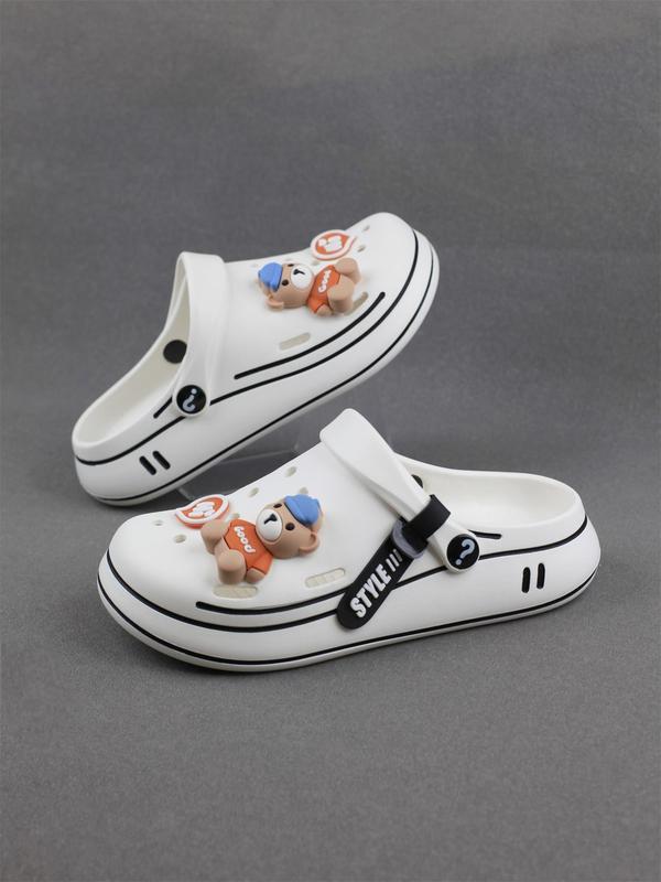 Women's Cute Cartoon Bear Design Clogs, Casual Comfortable Non-slip Clogs, Fashionable Clogs for Indoor & Outdoor Wear