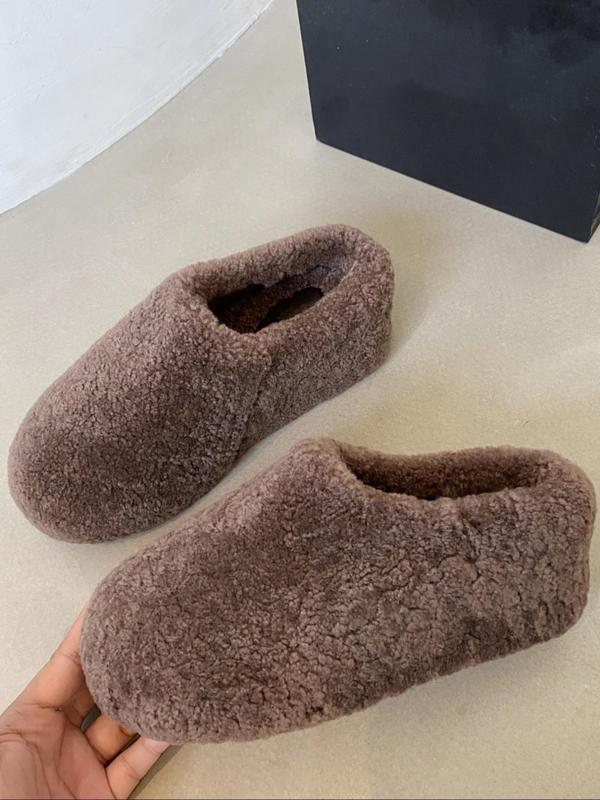 Women's Solid Color Fuzzy Slippers, 2024 New Style Casual Soft Comfortable Home Slippers, Fluffy Warm Slippers for Indoor & Outdoor Use for Fall & Winter