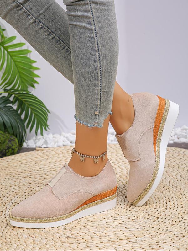 Women's Fashionable Solid Color Pointed Toe Slip on Wedge Shoes, Casual Comfortable Wedge Shoes for Daily Wear, All-match Commuter Shoes for Work & Daily Wear