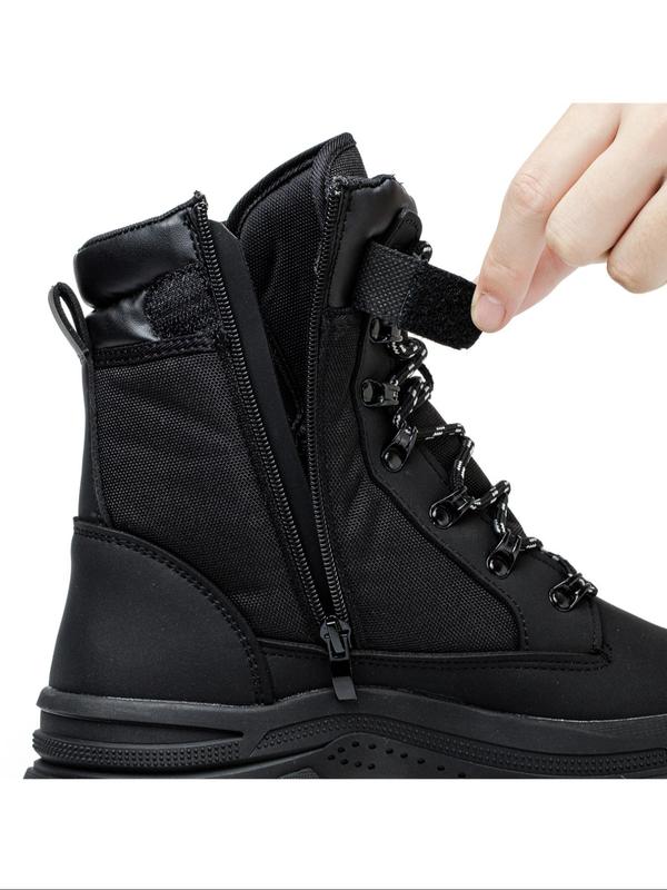 Men's Solid Color Lace Up High Top Safety Boots, Casual Comfortable Work Boots for Men, Anti-slip and Anti-crash Safety Shoes for Work