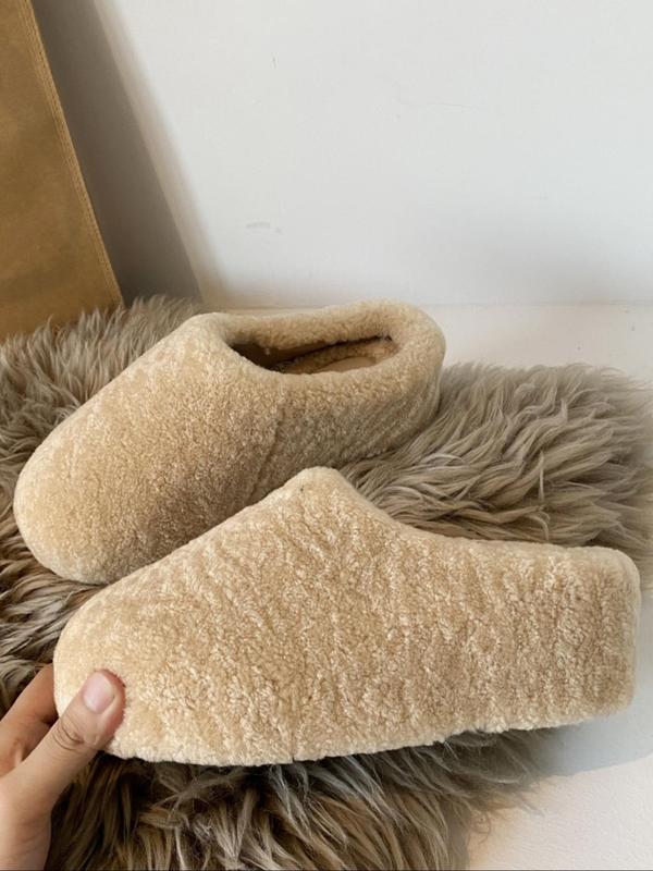 Women's Solid Color Fuzzy Slippers, 2024 New Style Casual Soft Comfortable Home Slippers, Fluffy Warm Slippers for Indoor & Outdoor Use for Fall & Winter