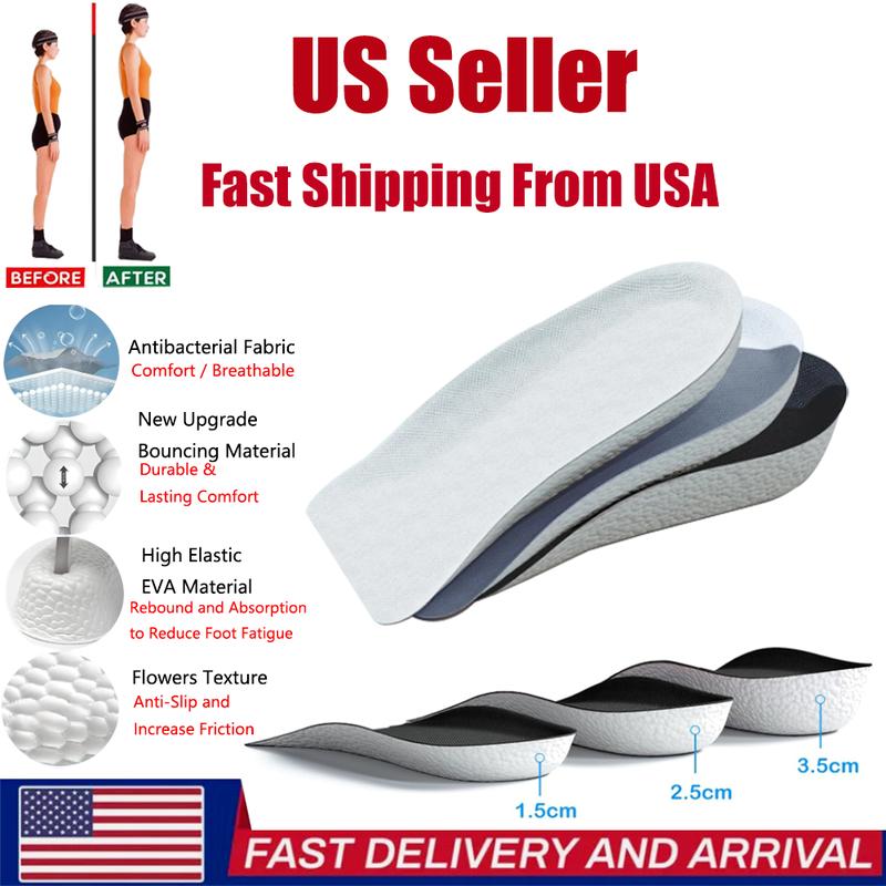 1 Pair Men Women Invisible Height Increase Insoles Heel Lift Taller Shoe Inserts Pad US