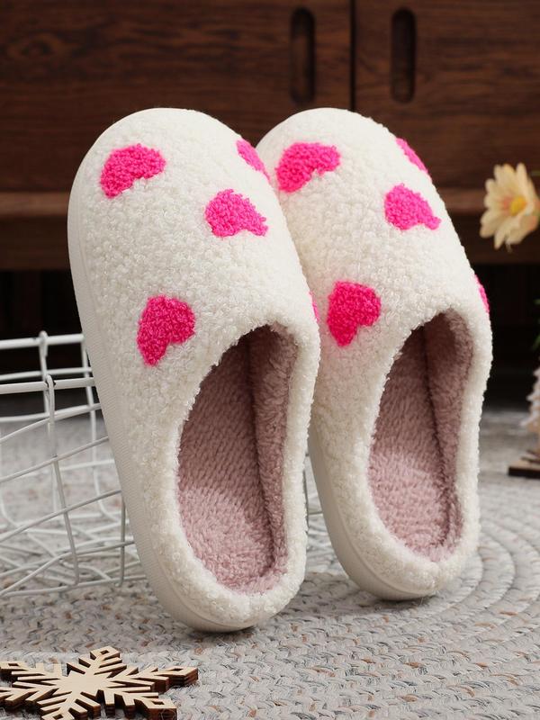 Women's Cute Cartoon Bowknot Pattern Plush Slippers, Casual Soft Comfortable Home Slippers, Warm Slippers for Indoor & Outdoor Use for Fall & Winter, Birthday Gifts