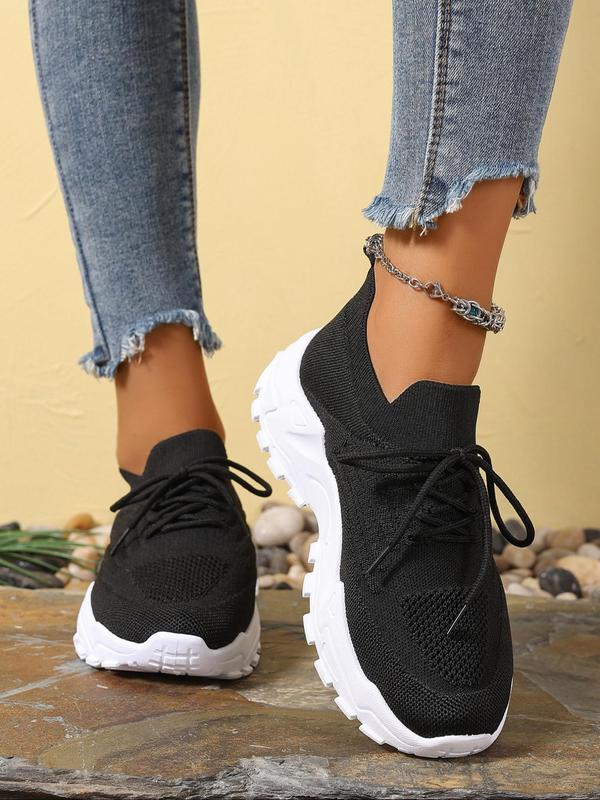 Women's Fashionable Lace Up Low Top Sneakers, Casual Comfortable Sports Running Shoes, Lightweight Breathable Sneakers for Daily Wear