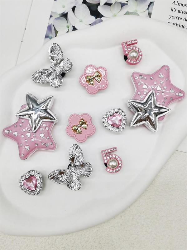 Cute Star & Butterfly Design Shoe Charms,  Fashionable Novelty Shoes Decorations for Clogs Design, Dazzling Glamour Trendy Holiday Shoe Accessories for Women & Girls