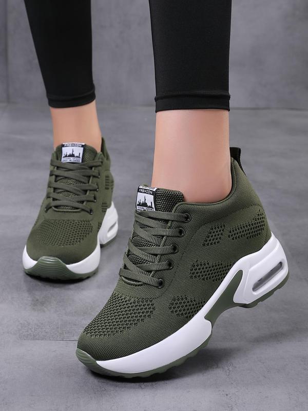 Women's Fashion Plain Lace up Low Top Sneakers, Casual Comfortable Sports Running Shoes, Air Soles Soft Ventilate Walking Shoes, Treadmill Walking Shoes