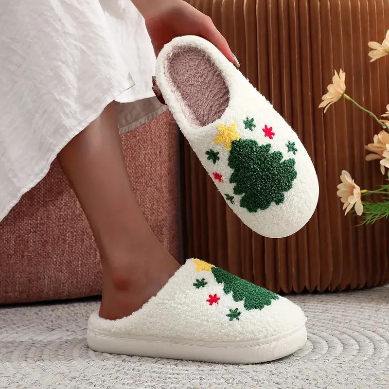 Black Friday Glam Style Christmas Tree Slippers for Women and Men - Cozy Plush Indoor Slippers with Fabric Insole, TPR Sole, and Fabric Upper - Hand Washable, All-Season Winter Comfort, Ideal Holiday Gift for Parents