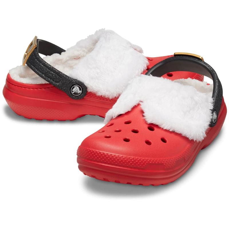 Crocs Unisex Adult Santa Classic Lined Clogs, Lightweight Comfortable Fuzzy Slippers