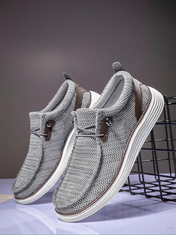 Men's Business Style Criss Cross Lace Patched Design Slip on Footwear Shoes, Casual Comfortable Breathable Lightweight Designer Shoes Loafers, Fashionable Walking Shoes for Daily Wear