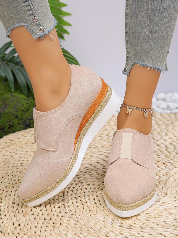 Women's Fashionable Solid Color Pointed Toe Slip on Wedge Shoes, Casual Comfortable Wedge Shoes for Daily Wear, All-match Commuter Shoes for Work & Daily Wear