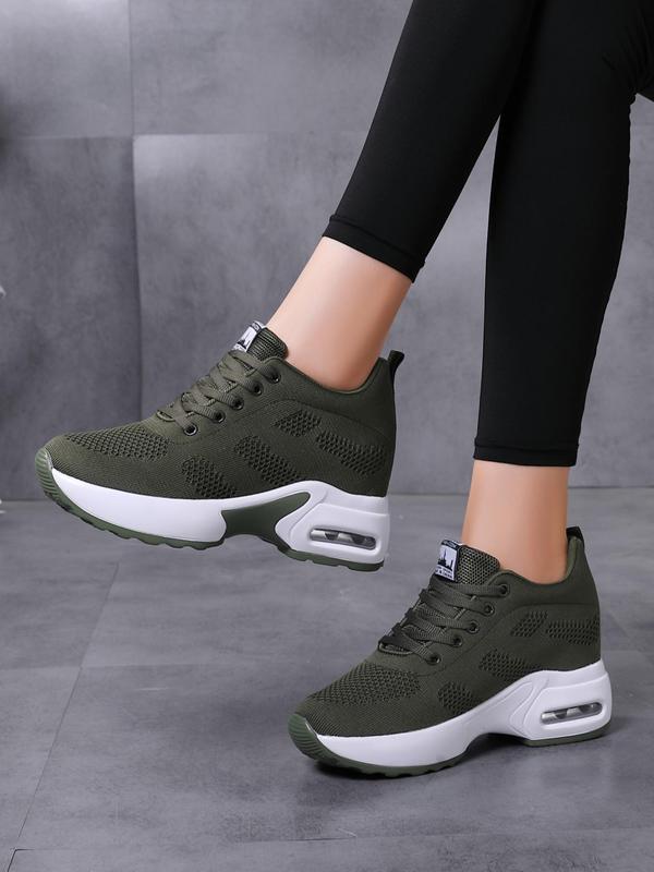 Women's Fashion Plain Lace up Low Top Sneakers, Casual Comfortable Sports Running Shoes, Air Soles Soft Ventilate Walking Shoes, Treadmill Walking Shoes