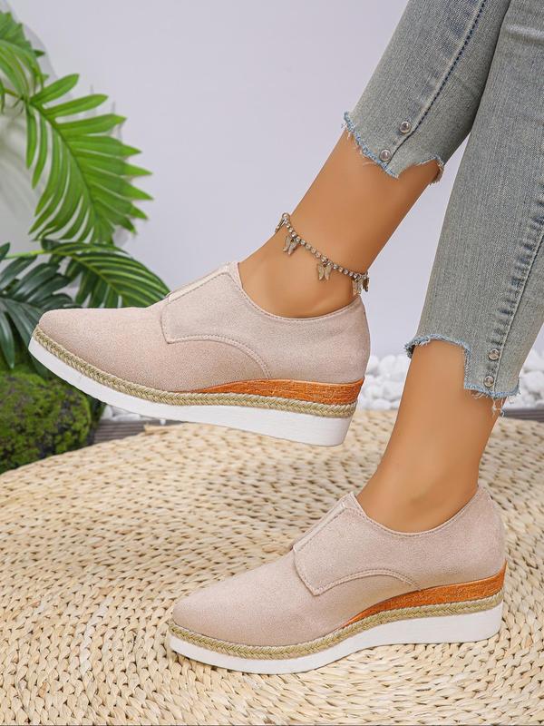 Women's Fashionable Solid Color Pointed Toe Slip on Wedge Shoes, Casual Comfortable Wedge Shoes for Daily Wear, All-match Commuter Shoes for Work & Daily Wear