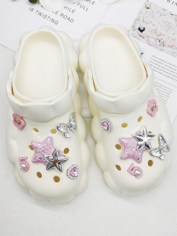 Cute Star & Butterfly Design Shoe Charms,  Fashionable Novelty Shoes Decorations for Clogs Design, Dazzling Glamour Trendy Holiday Shoe Accessories for Women & Girls