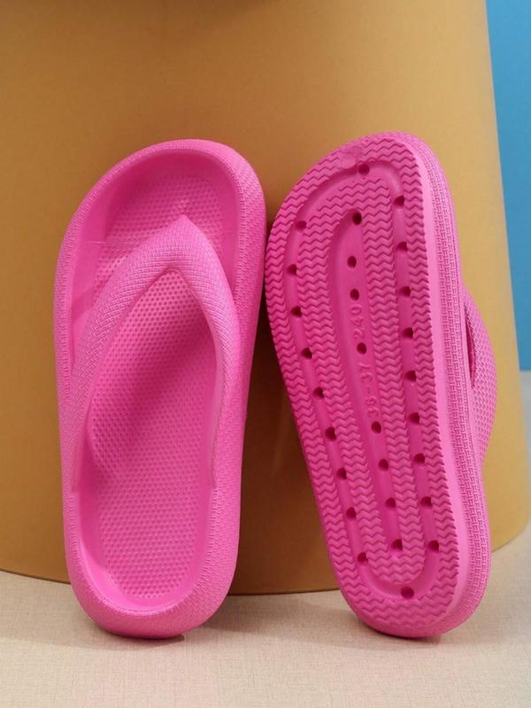 Women's 1 Pair Solid Color Non-slip Flip Flops, Casual Soft Comfortable Wear Resistance Home Slippers, All-match Slippers for Indoor & Outdoor Wear