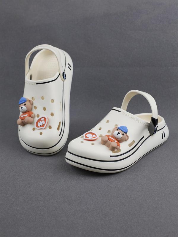 Women's Cute Cartoon Bear Design Clogs, Casual Comfortable Non-slip Clogs, Fashionable Clogs for Indoor & Outdoor Wear