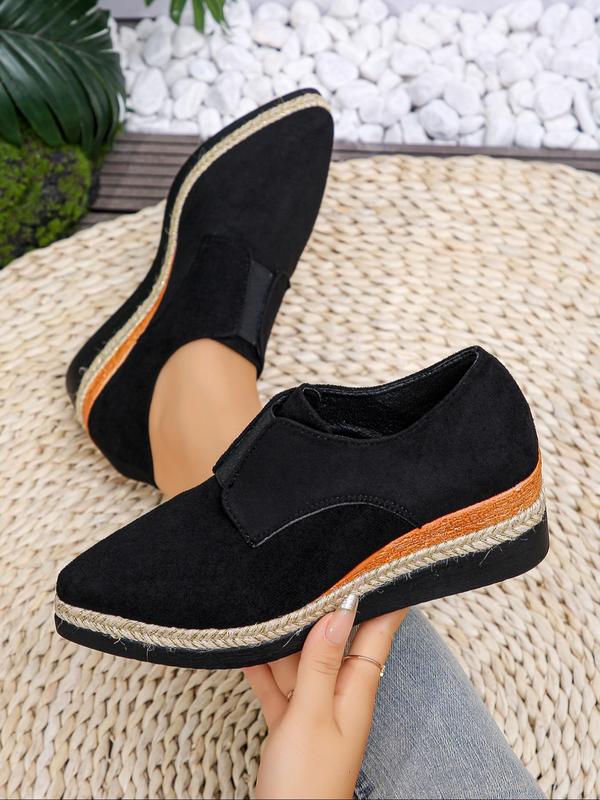 Women's Fashionable Solid Color Pointed Toe Slip on Wedge Shoes, Casual Comfortable Wedge Shoes for Daily Wear, All-match Commuter Shoes for Work & Daily Wear