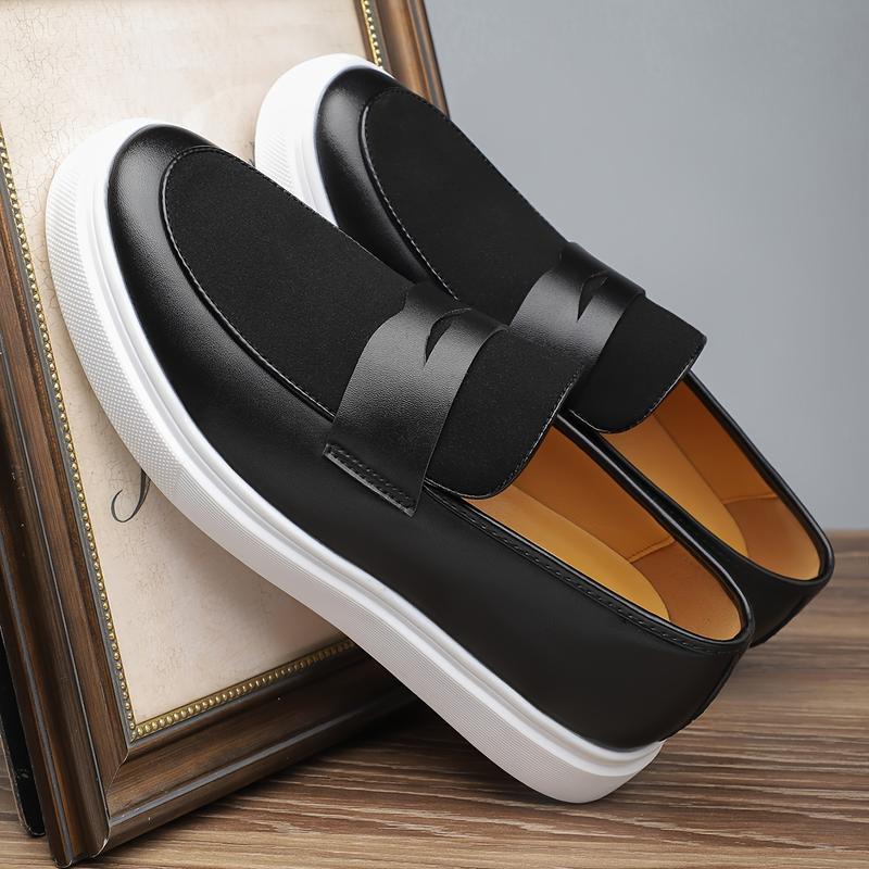 Men's Low Top Skateboarding Shoes - Preppy, Casual Sports Style | All-Season Solid Color Slip-On Sneakers | PU Upper & Inner, Rubber Sole | Round Toe Design for Daily Wear