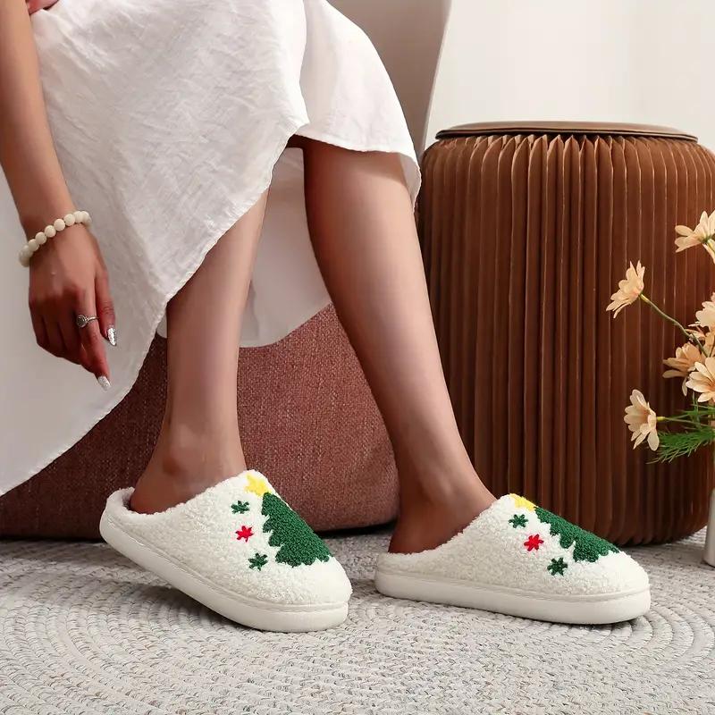 Black Friday Glam Style Christmas Tree Slippers for Women and Men - Cozy Plush Indoor Slippers with Fabric Insole, TPR Sole, and Fabric Upper - Hand Washable, All-Season Winter Comfort, Ideal Holiday Gift for Parents