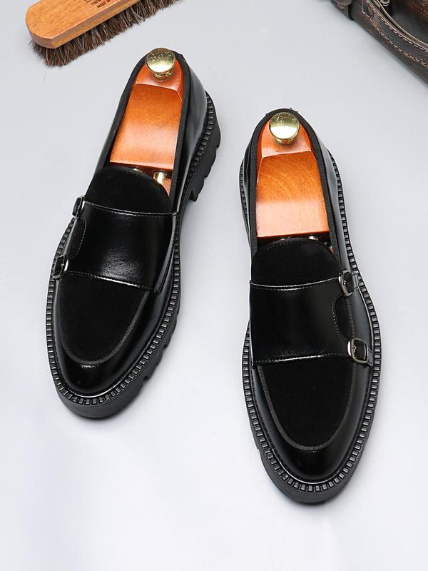 Men's Patchwork Design Slip on Loafers, Casual Comfortable Thick Sole Loafers for Daily Wear, Male All-match Round Toe Shoes for Daily Wear