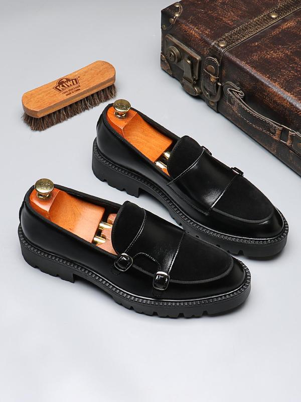 Men's Patchwork Design Slip on Loafers, Casual Comfortable Thick Sole Loafers for Daily Wear, Male All-match Round Toe Shoes for Daily Wear