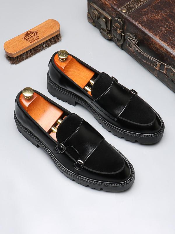 Men's Patchwork Design Slip on Loafers, Casual Comfortable Thick Sole Loafers for Daily Wear, Male All-match Round Toe Shoes for Daily Wear