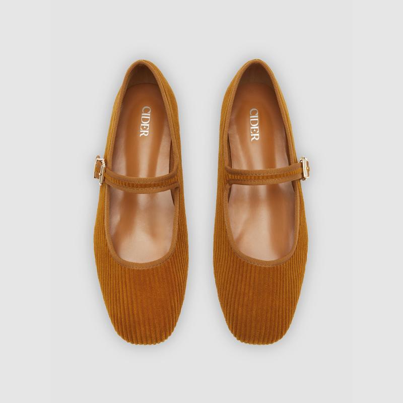 Cider [3 colors, size 6-11] CORDUROY MARY JANE FLATS