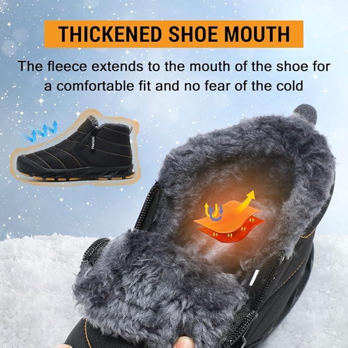 Mens Snow Boots Winter Boots for MenZipper Fur Lined Warm Waterproof Ankle Boots