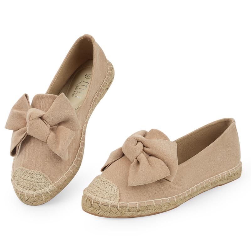 MUSSHOE Espadrilles for Women Dressy Bow Flats Shoes Women